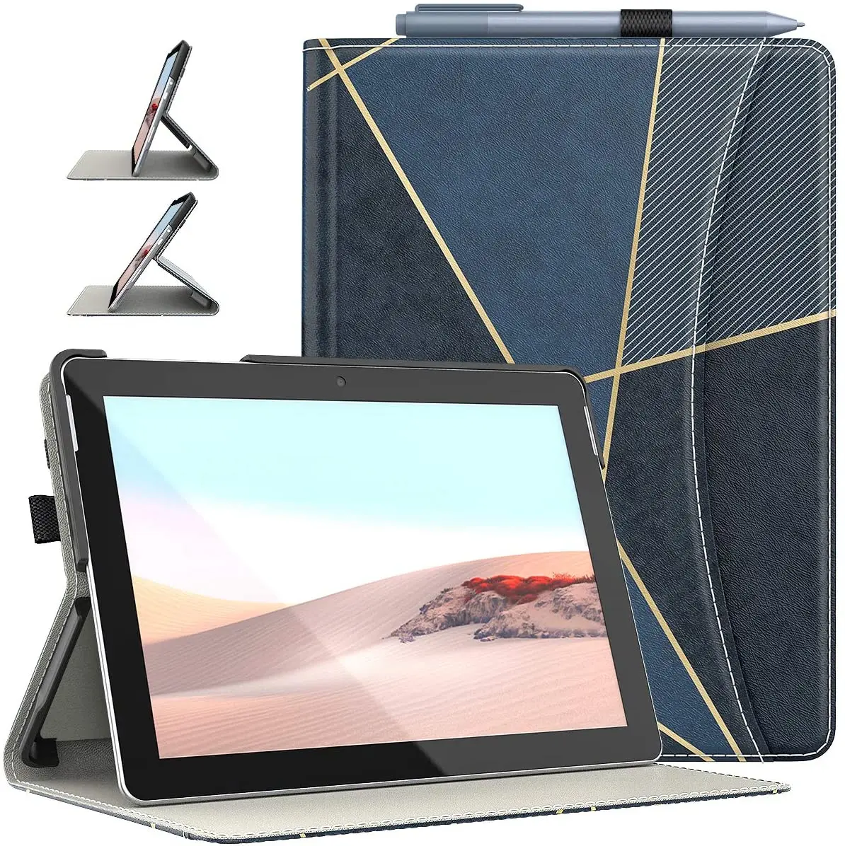

Чехол Surface Go 2 с гибким ремешком на руку и отделениями для карт, [подставка для просмотра под несколькими углами] Легкий противоударный защит...