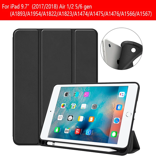IPAD97 KSTBC BK Чехол для ipad 10,2 чехол для ipad 7 Мягкий ТПУ чехол для планшета с карандашом держатель для ipad 9,7 funda capa - Цвет: IPAD97 KSTBC BK