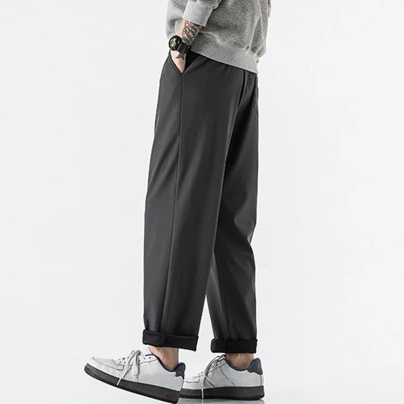 

Korean Wide-leg Pants Men's Fashion Retro Casual Pants Men Streetwear Autumn Wild Loose Hip-hop Straight Cotton Pants Mens Plus