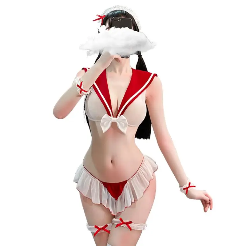 

Женская школьная Униформа Сейлор, нижнее белье, Бабочка, сетчатая эротическая Косплей Пижама Q6PB