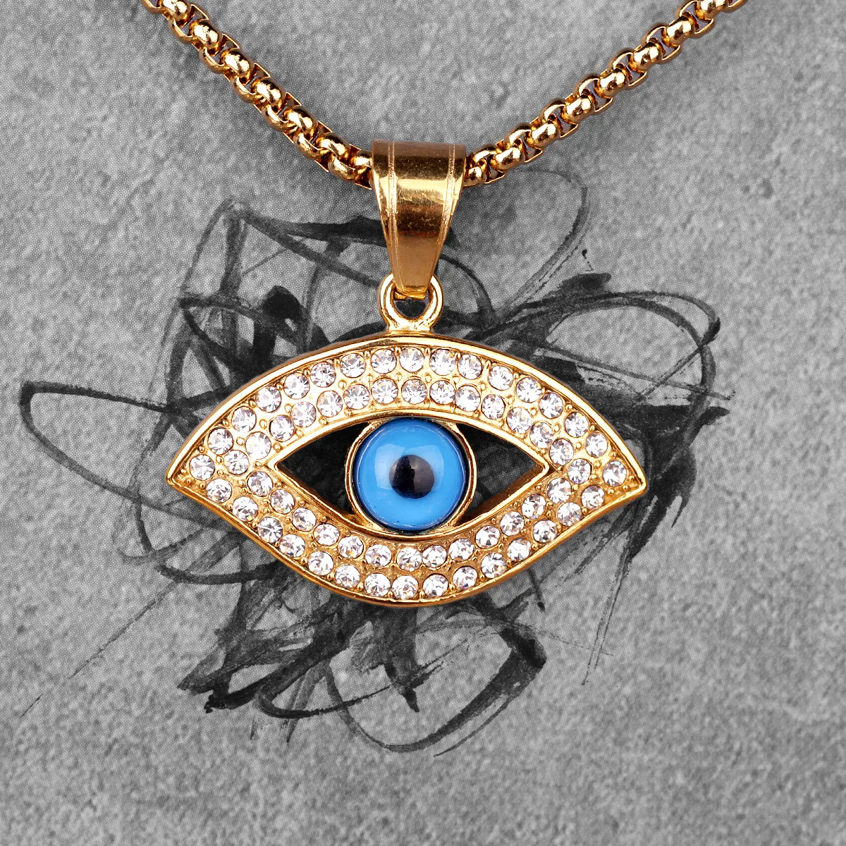 Длинное мужское ожерелье Gold Horus Eye подвесная цепочка в стиле панк хип хоп для