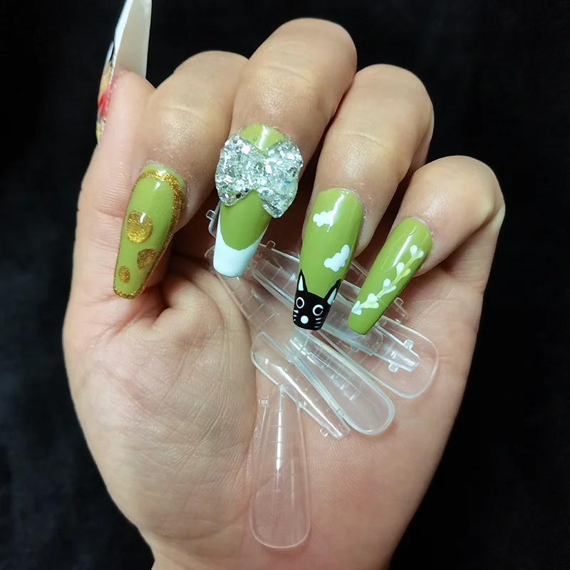 Формы для наращивания ногтей прозрачные двойные Типсы быстрое покрытие