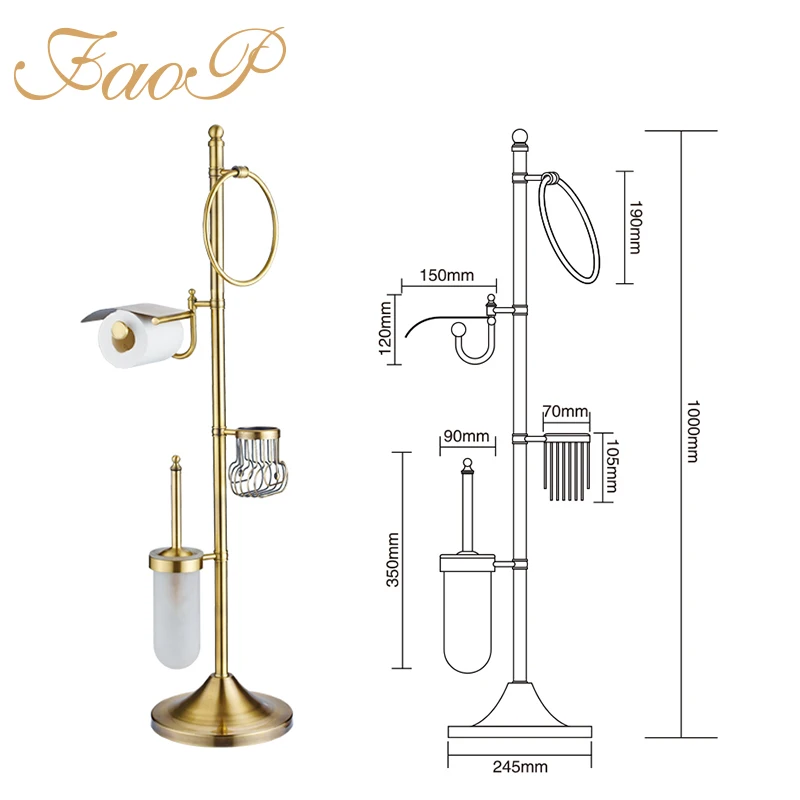 Держатели для туалетных щеток FAOP золотые антикварные латунные держатели