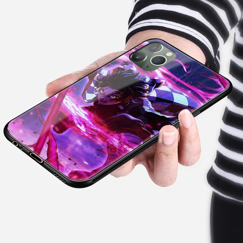 Чехол для телефона Tanjiro Kamado Kimetsu no Yaiba стеклянный чехол iPhone6 6s 7 8 x xr xs 11 pro max Samsung S note 9 - Фото №1