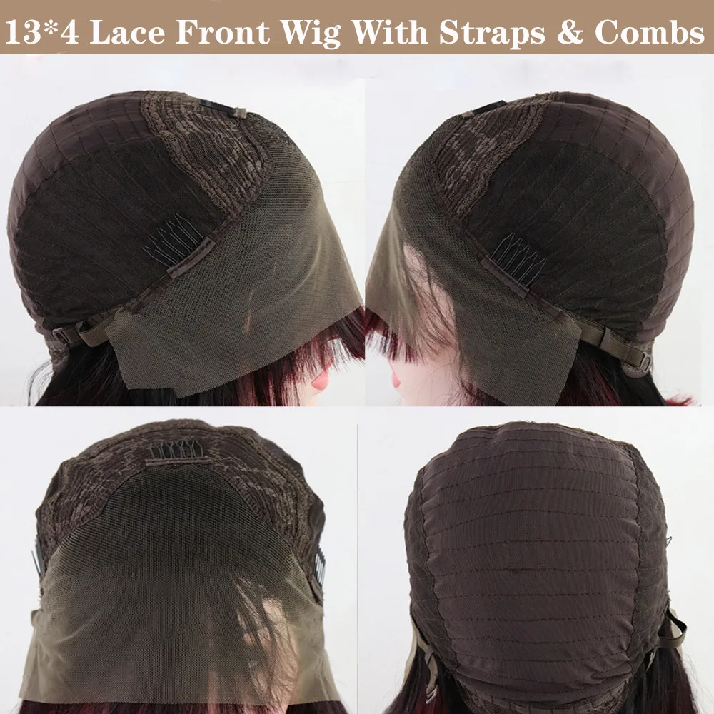 

Orange Pink Wig Lace Front Wigs for Women Long Wavy Pink Lace Front Wig Middle part Hair Replacement Wigs with Baby Hair