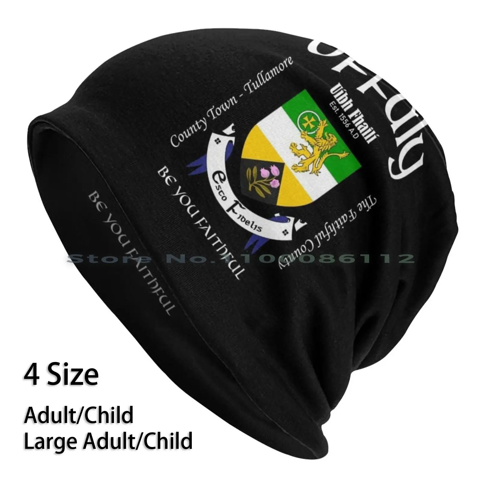 

Ireland-Offaly Beanies Knit Hat Offaly County Irish American Ancestor Crest Coat Of Arms Designed In Ireland American Irish