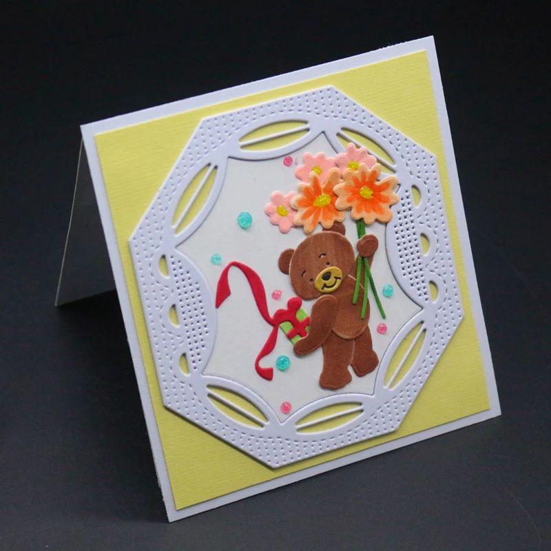 YINISE скрапбукинга металлические режущие штампы для трафареты Медвежонок фон