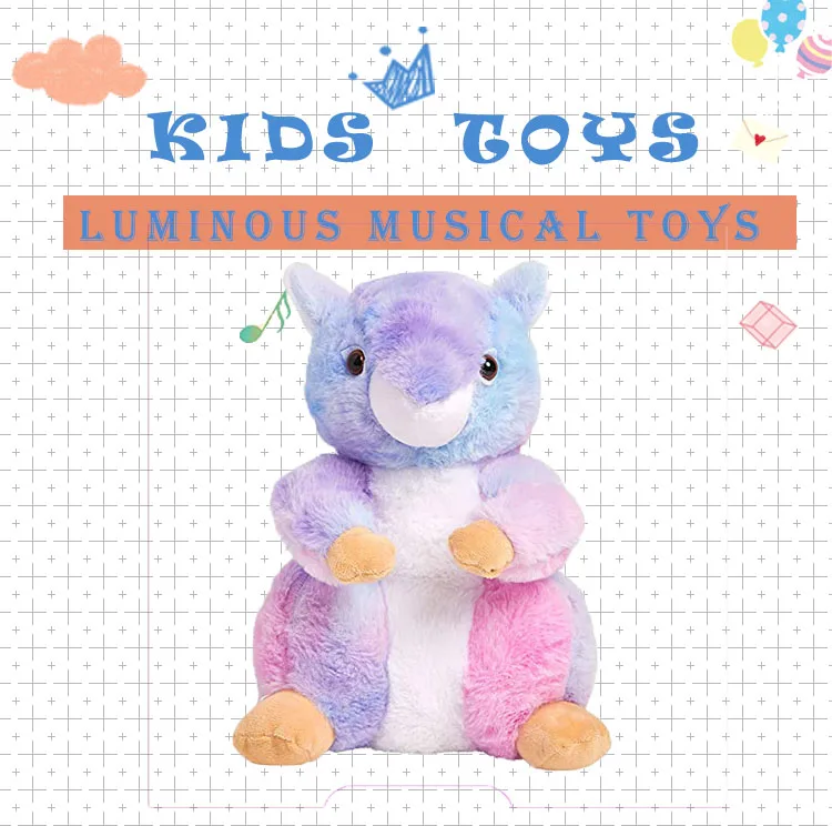 

Glow Guards Musical Light up Pink Stuffed Squirrel Rainbow LED Singing Wildlife Soft Pillow Plush with Night Lights Glow