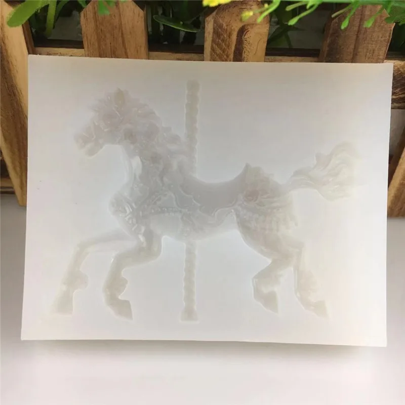 DIY карусель Pegasus силиконовая форма ручной помадной формы для торта украшение