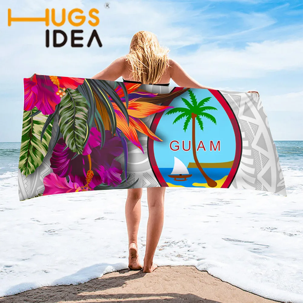 

HUGSIDEA Hawaii Style Design Microfiber Towel for Women Guam Tribal Pattern Beach Towel Comfot Female Shower Bath Towel Toalla