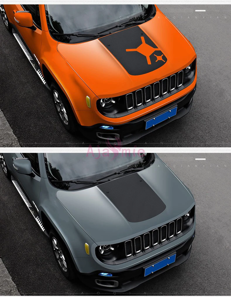 Цветная наклейка на капот автомобиля из углеродного волокна для Jeep Renegade 2016 2017 2018