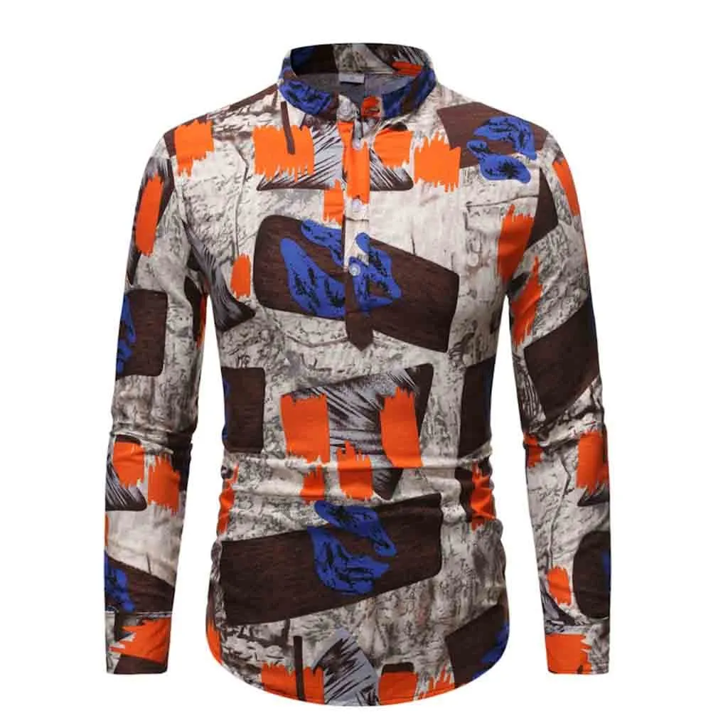 SAGACE Взрывная многоцветная Мужская Этническая Повседневная хлопковая гавайская