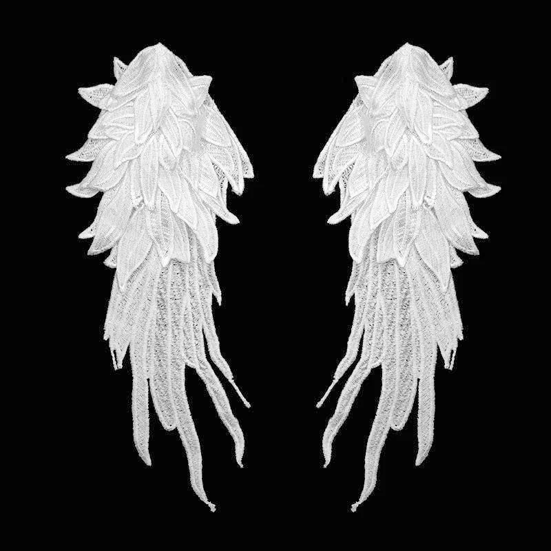 1 пара высококачественных белых черных крыльев кружевная ткань вышитая