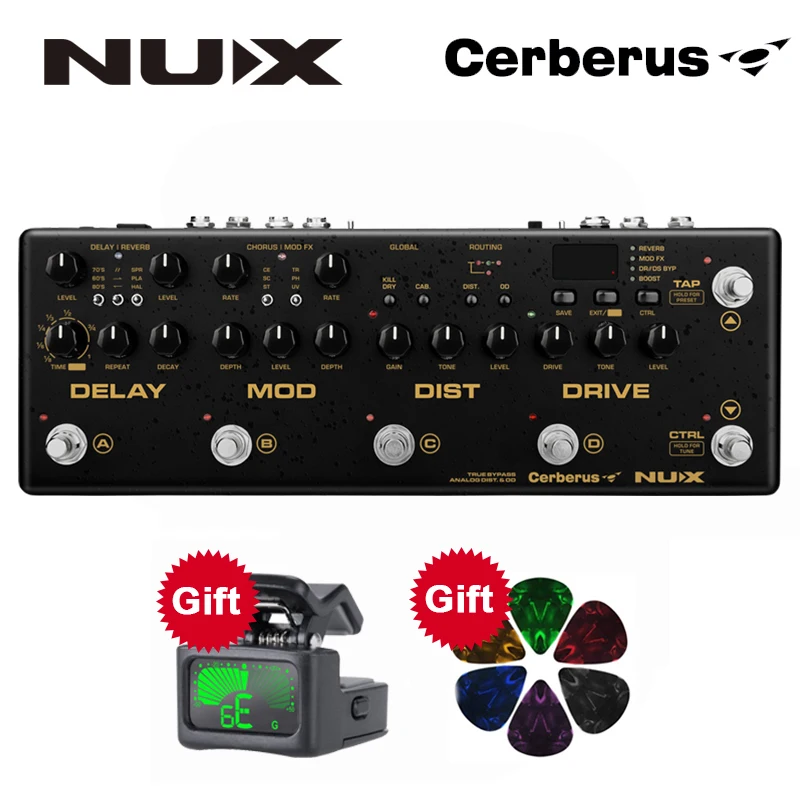 Педаль для создания гитарных эффектов NUX Cerberus с задержкой перегруз искажение