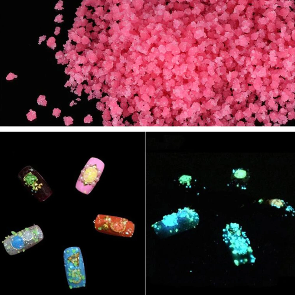 6 шт./упак. нейл арта люминесцентные светящиеся блестящий порошок песок светятся