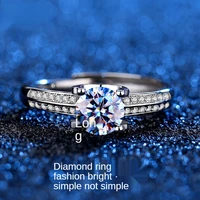 100 real 925 sterling silver fashion womens new 1 carat moissanite star diamond ring double row diamond wedding engagement