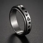 Женское кольцо из нержавеющей стали, серебристое вращающееся кольцо в форме сердца, 6 мм