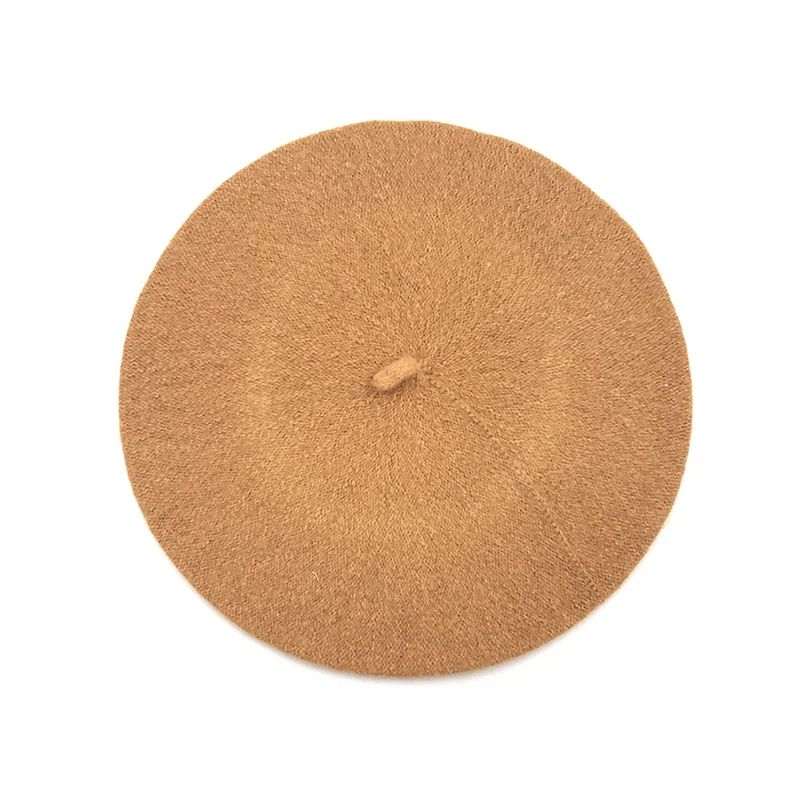 Модный очаровательный однотонный зимний теплый шерстяной женский берет