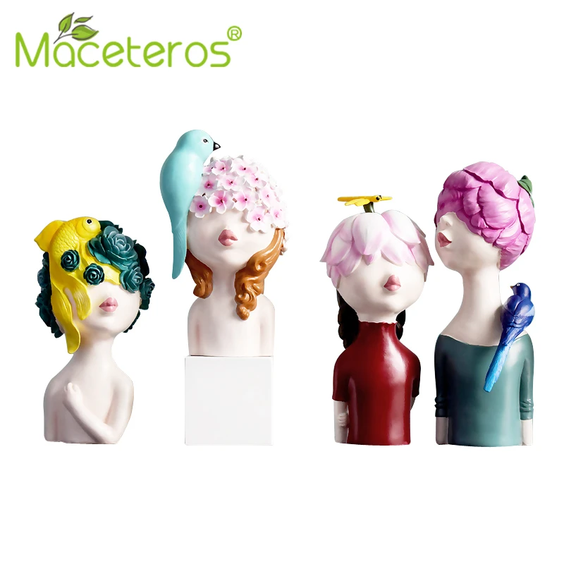 

Nordic Original Abstract Girl Sculpture Decoration Creative Simple Style Portrait Decoration Seeder Gardening Decoration Supples