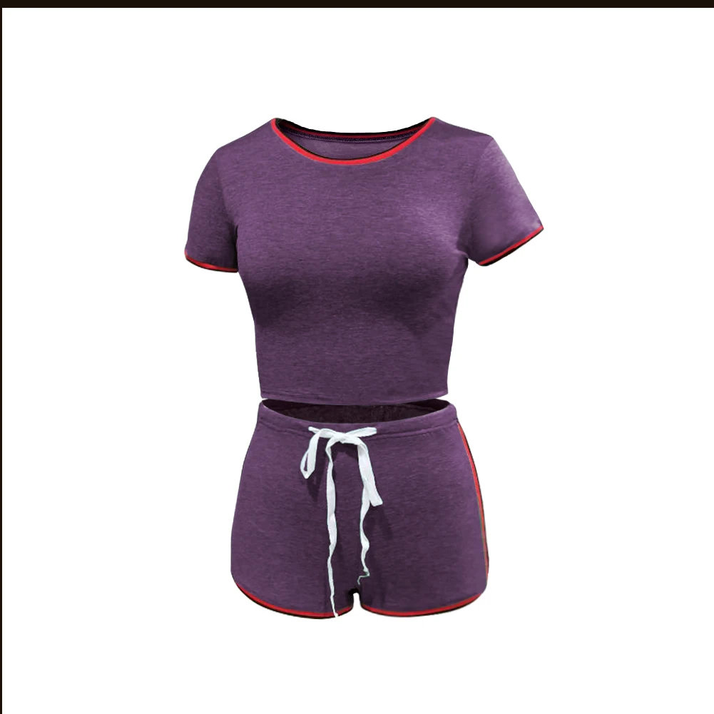 Женский спортивный костюм для фитнеса комплект из двух предметов топ с круглым