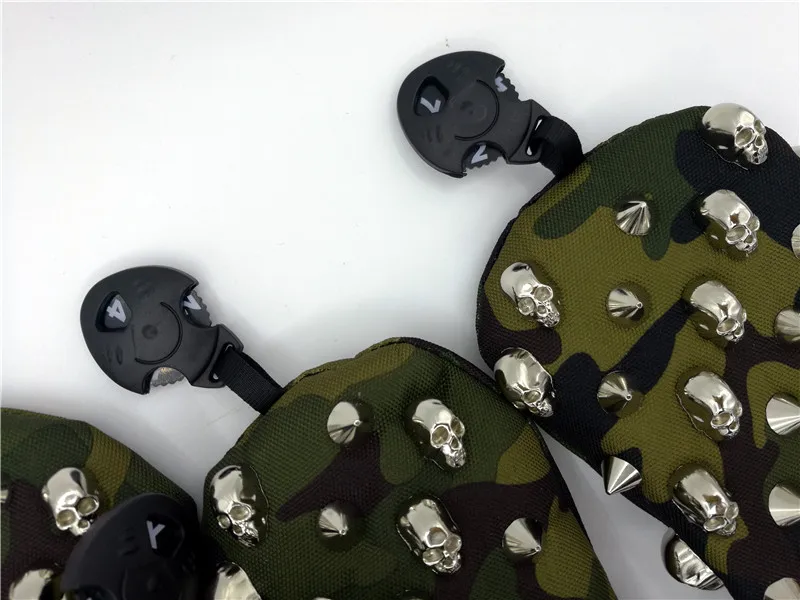 Чехлы для гольфа [с серебряным черепом и заклепками] камуфляжные зеленые чехлы