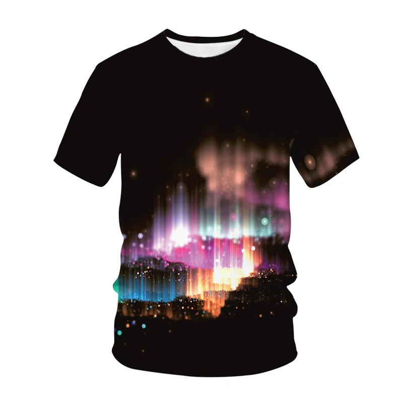 

Мужская Новая футболка i2021 с коротким рукавом, красивый новый узор звездного неба, пейзажа, модный простой Размер, полный цвет, многоцветный