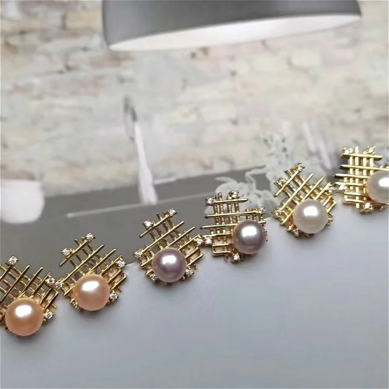 

Женская изящная обувь на плоской подошве из 14-каратного золота с натуральным жемчугом Серьги гвоздики для женщин Свадебные ювелирные издел...