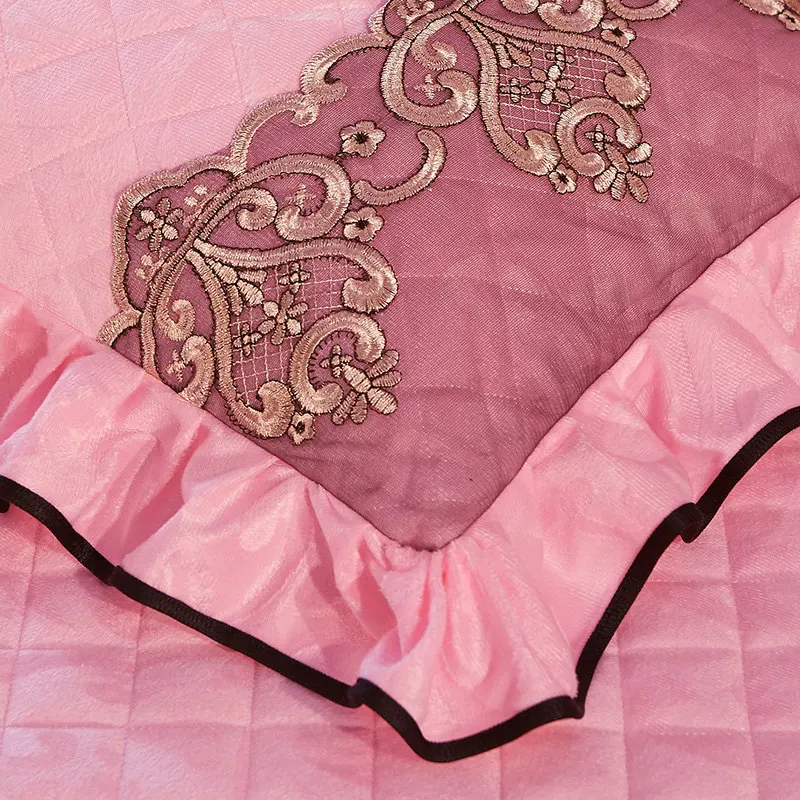 Lace Velvet Bed Skirt Queen Full King Cover with Surface Quilted Bedspread Elastic Band Soft Warm European 3-Piece | Дом и сад