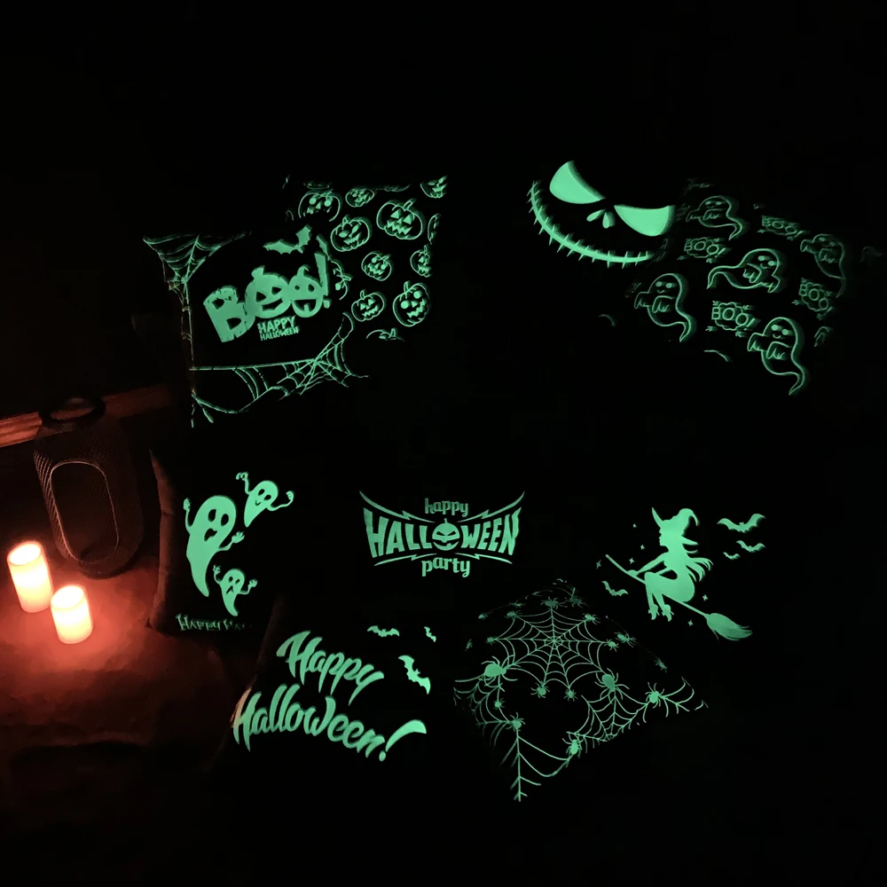 И надписью &quotHappy Halloween&quot из хлопка с принтом хлопковая Наволочка на подушку