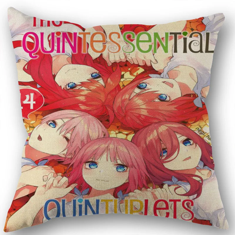 

The Quintessential Quintuplets Pillowcase Cotton Linen Fabric Square Zippered Pillow Cover For Home Wedding Decoration 45X45cm