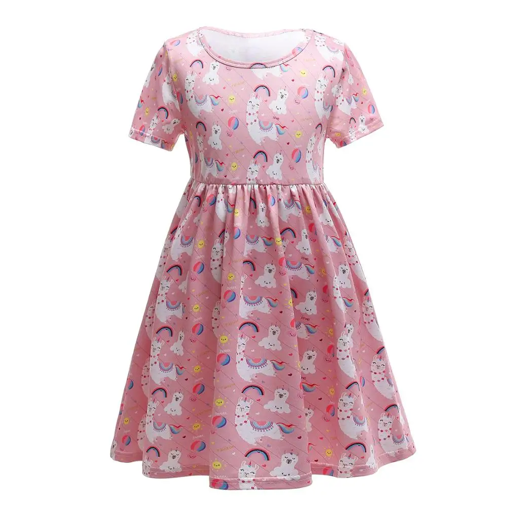 

Лидер продаж, летняя детская одежда, платье для маленьких девочек с единорогом, повседневные платья с коротким рукавом, домашняя одежда