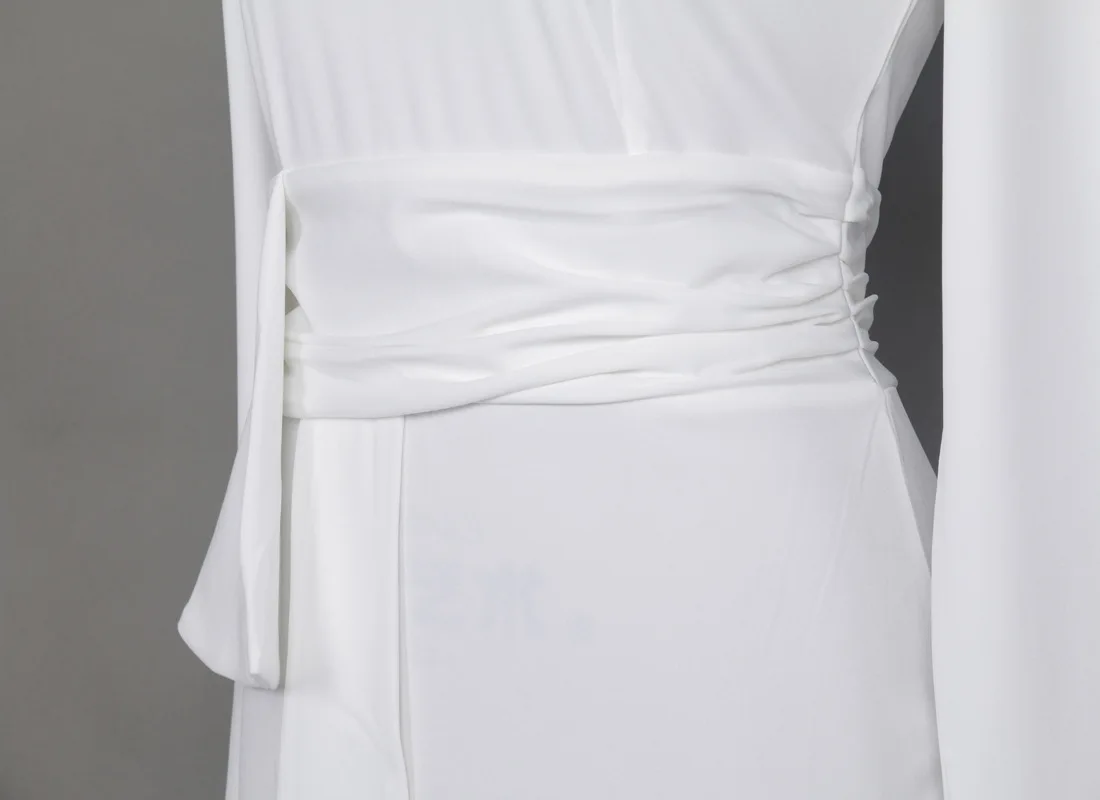 

Autumn And Winter Dress Cotton Slim White Mid-Long Style Elegant Women Professional Commuting Long Sleeve Tight Dress 2020