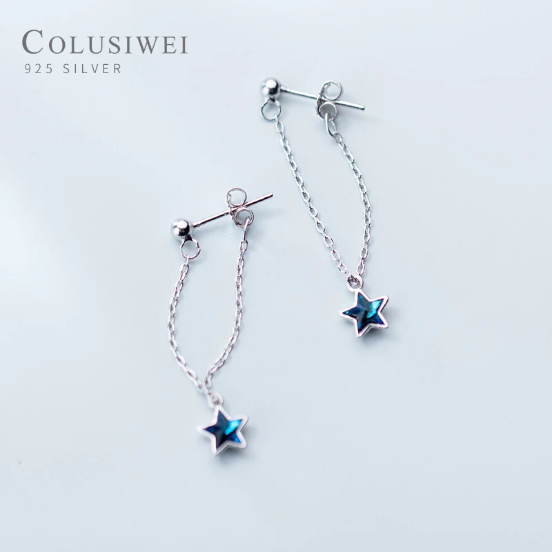 

Colusiwei Модные 100% стерлингового серебра 925 сверкающие звезды & круглые бусины Висячие серьги для женщин бижутерия из натурального серебра Bijoux