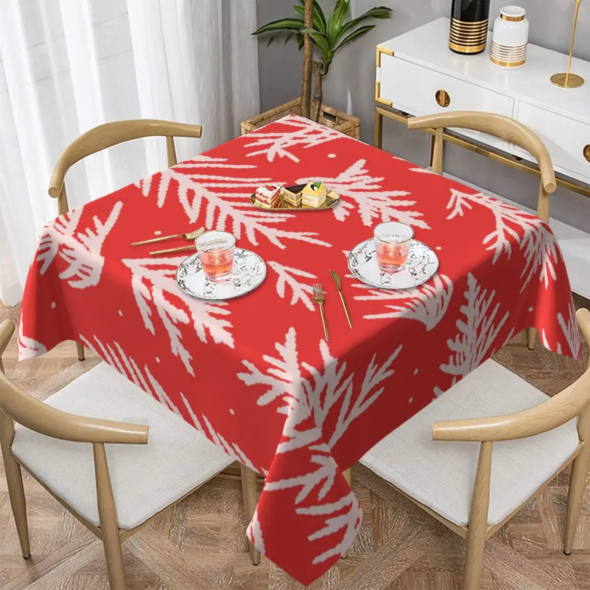 

2022 Christmas New Year Square Tablecloth Plaid Dust Proof Scratch Resistant Printed Table Cloth For Banquet Dance Cover