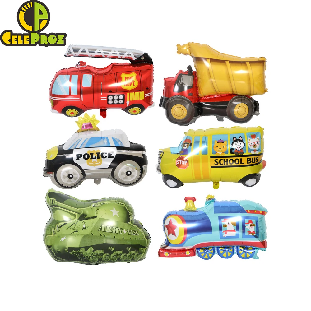 1 шт. мультфильм автомобиль фольги воздушный шар пожарная машина Поезд Автобус