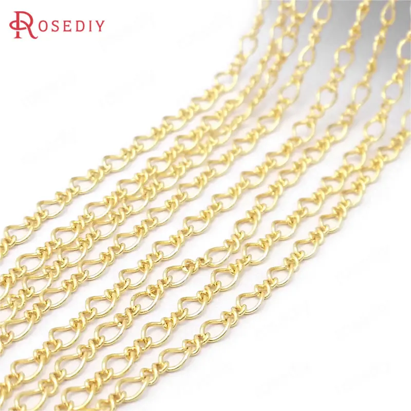 2 м Ширина 1 мм 24K Шампань золото Цвет медь Фигаро цепи ожерелье Высокое качество Diy