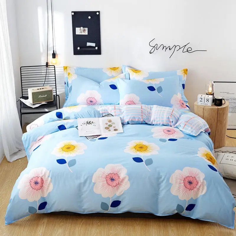 Комплект постельного белья из чистого хлопка королевский комплект с голубым