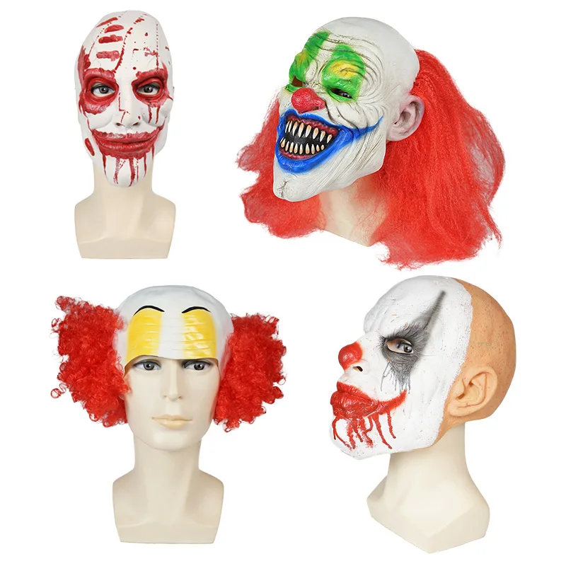 

Evil Scary Halloween Flame Clown Mask Rubber Latex with Hair Funny Circus Clown Halloween Party Costumes Props Adult One size