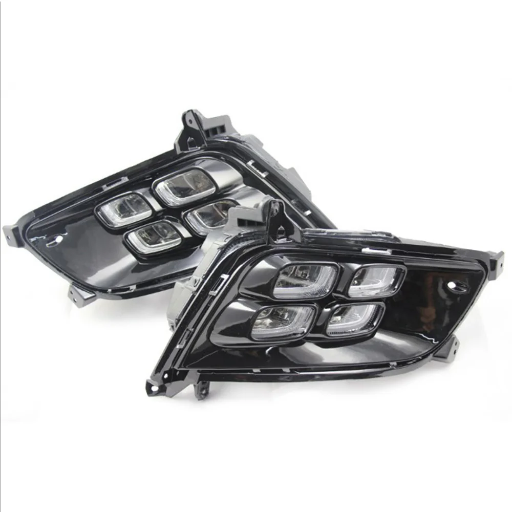 Car Flashing LED DRL For Kia Optima K5 2013 2014 2015 Fog lamp Cover Daytime Running Lights with turn yellow signal | Автомобили и