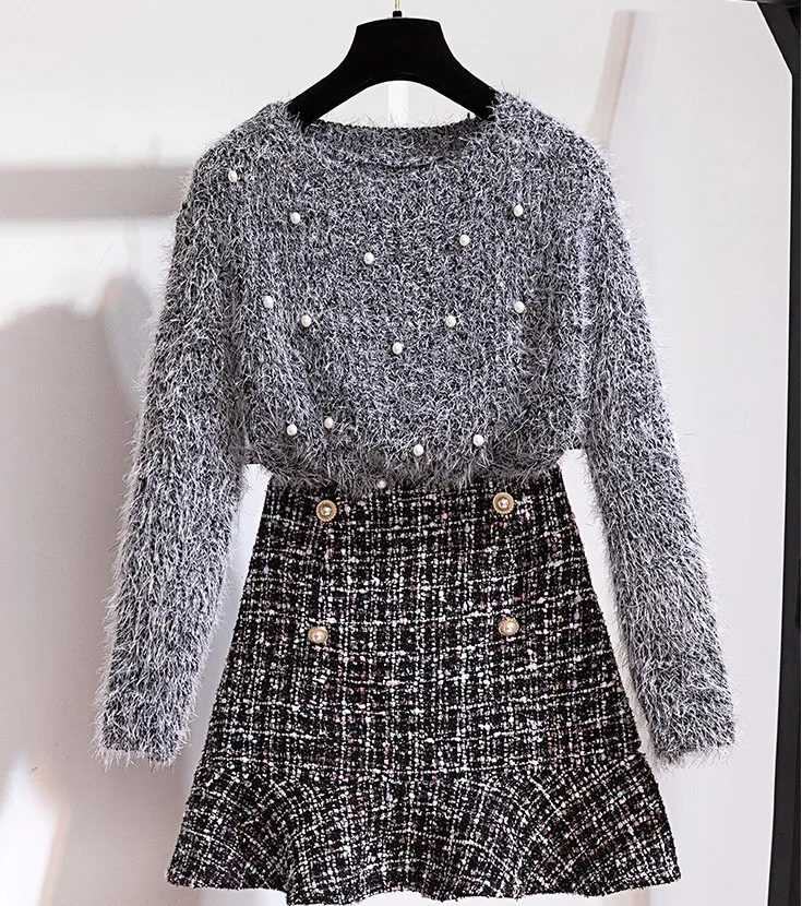 Осень 2020 комплект из 2 предметов юбка костюм для женщин сексуальные прозрачные