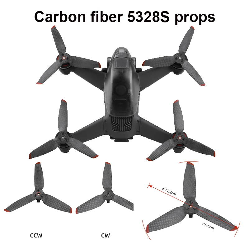 Hélice de fibra de carbono para Dron DJI FPV Combo, hélice de bajo ruido, liberación rápida 5328S, accesorios de repuesto de ala, 4/8 Uds.