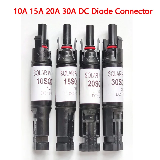 New selling 10a 15a 20a 30a dc diode solar plug connector for pv system solar panel parallel connection antireflux protection