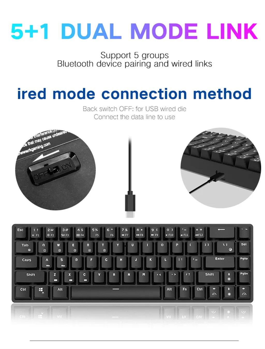 Портативная беспроводная Механическая игровая клавиатура Z0714 с RGB подсветкой