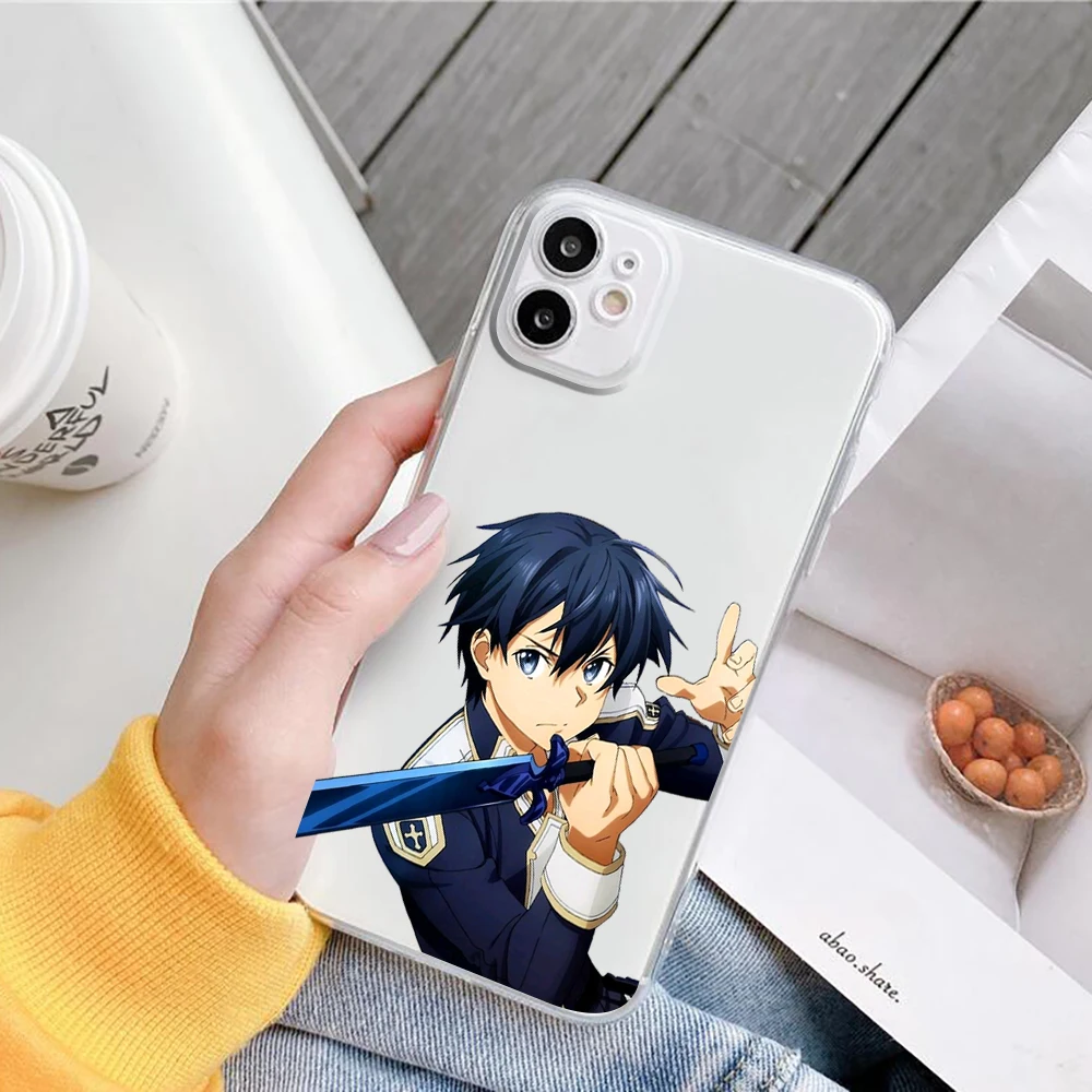 Чехол для телефона Sword Art Online Kirito и Asuna iPhone 11 12 Pro XS MAX XR X 7 8 6Plus SE 2021 мягкий