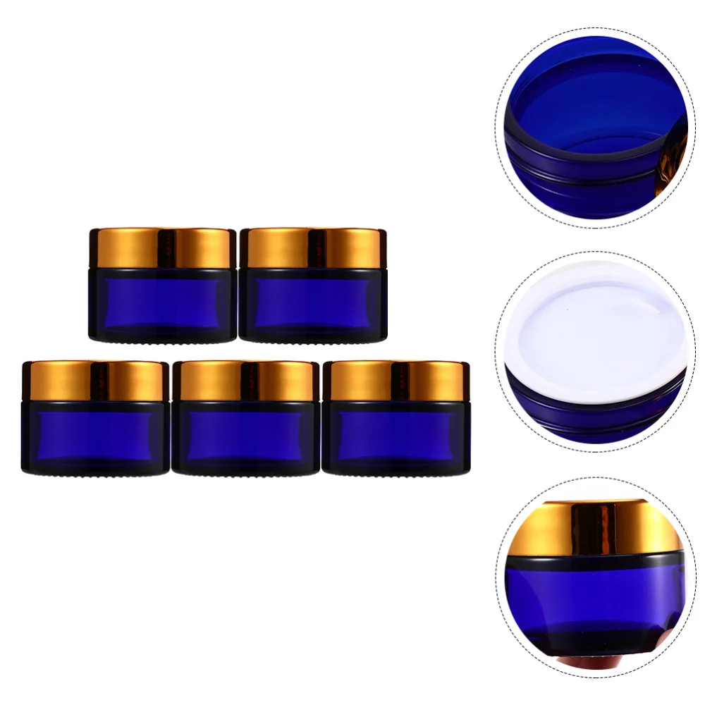 

5pcs Reliable Cosmetics Cream Sub Glass Jars Refillable Cream Package Holders