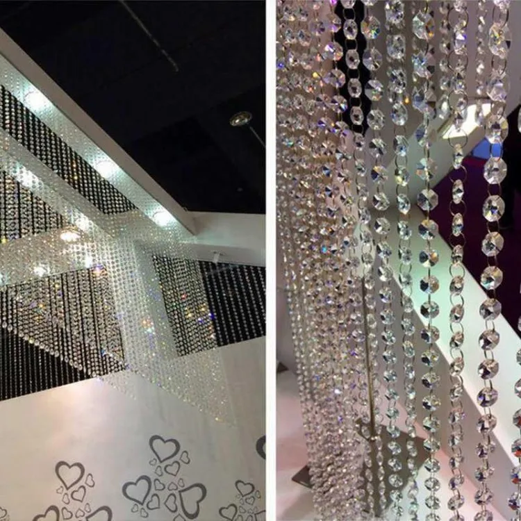 

198 FEET Crystal Garland Strands 14mm Clear Acrylic Bead Chain Wedding Party Manzanita Tree Hanging Wedding Decorations supplie