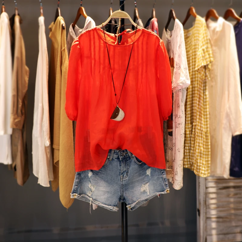 

Новинка лета, женские ультрасвободные дизайнерские Винтажные льняные рубашки/блузки в японском стиле из натуральной плиссированной ткани