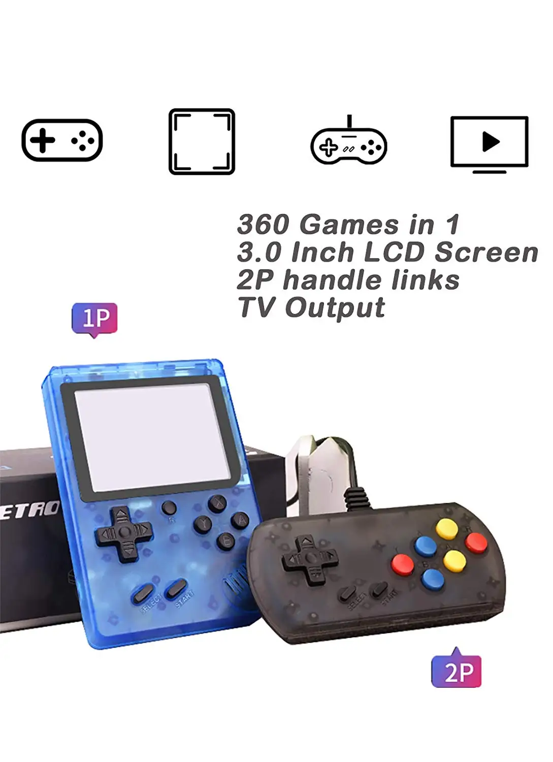 Обновленная портативная Ретро видеоконсоль для мини игр 360 портативные игровые