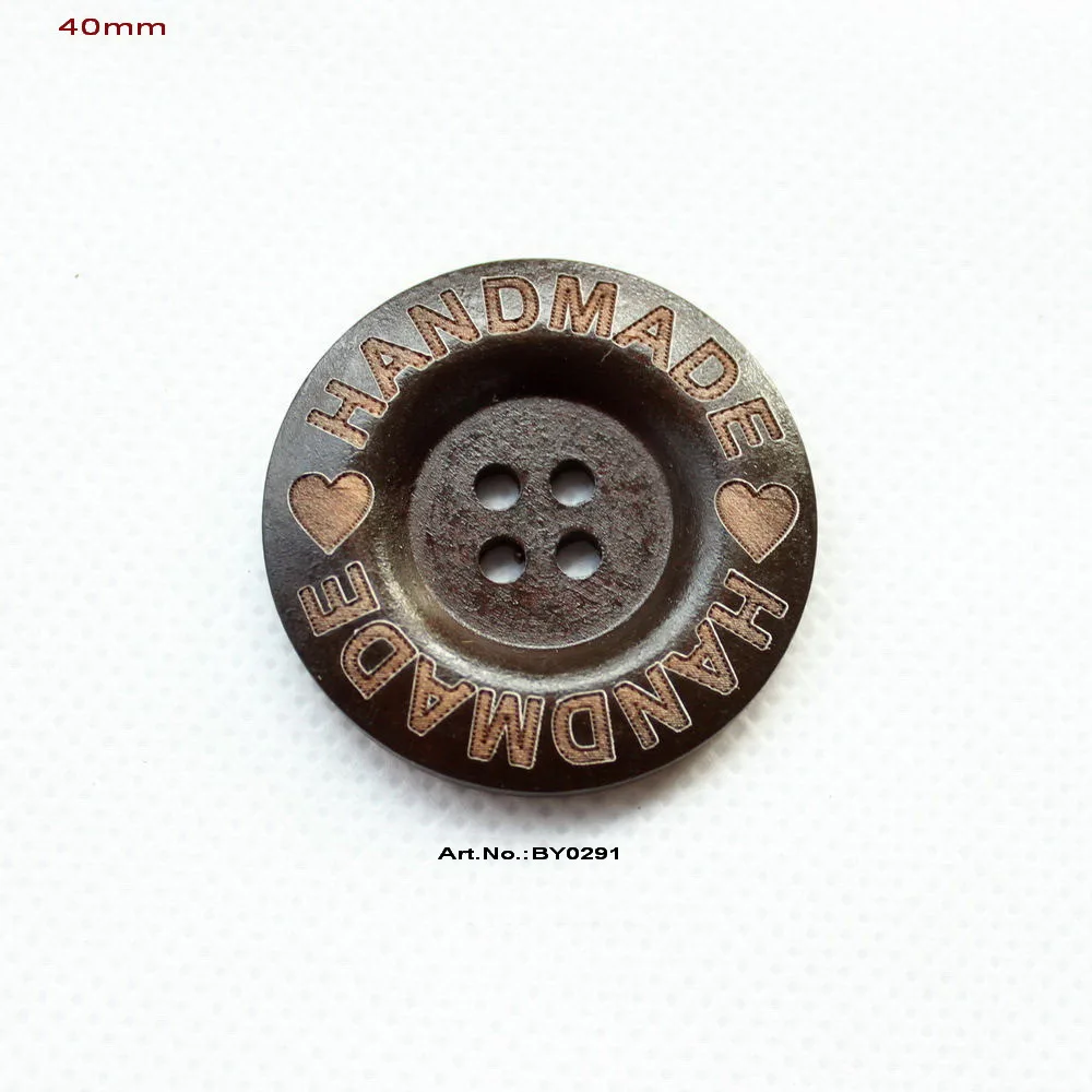 Dark brown-10pcs 10 шт./лот) 40 мм "ручная работа" Гравировка большие деревянные пуговицы 40 мм коричневый скрапбуинг шарф швейная кнопка-BY0291 BY0288 - Цвет: Dark brown-10pcs