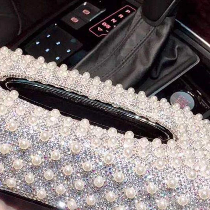 Коробка для салфеток стразы из искусственного жемчуга дома автомобиля или отеля